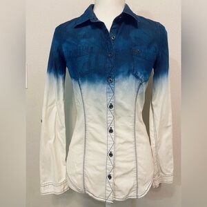 Harley Davidson Indigo Dipped Button up Top Size XS